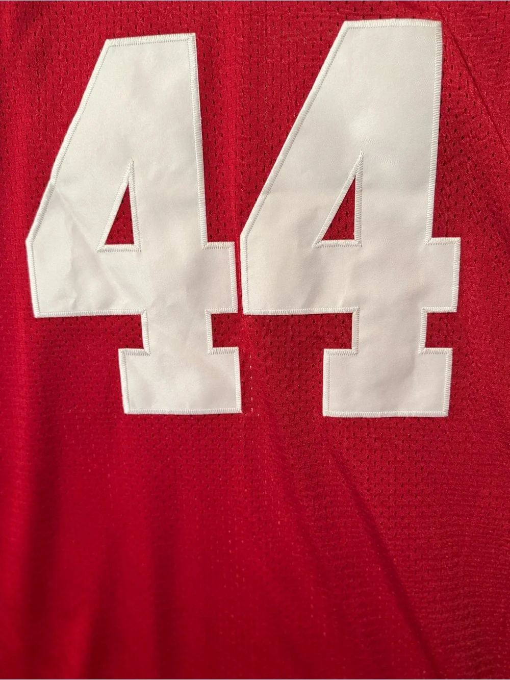 Red Men’s Football Jersey with White Number 44